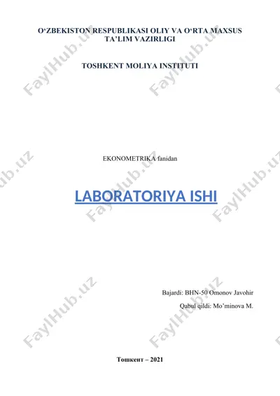 ko’p omilli ekonometrik tahlil laboratoriya ishi — DOC