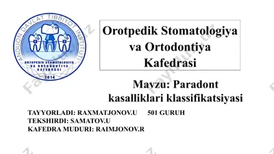 paradont kasalliklari klassifikatsiyasi — PPTX