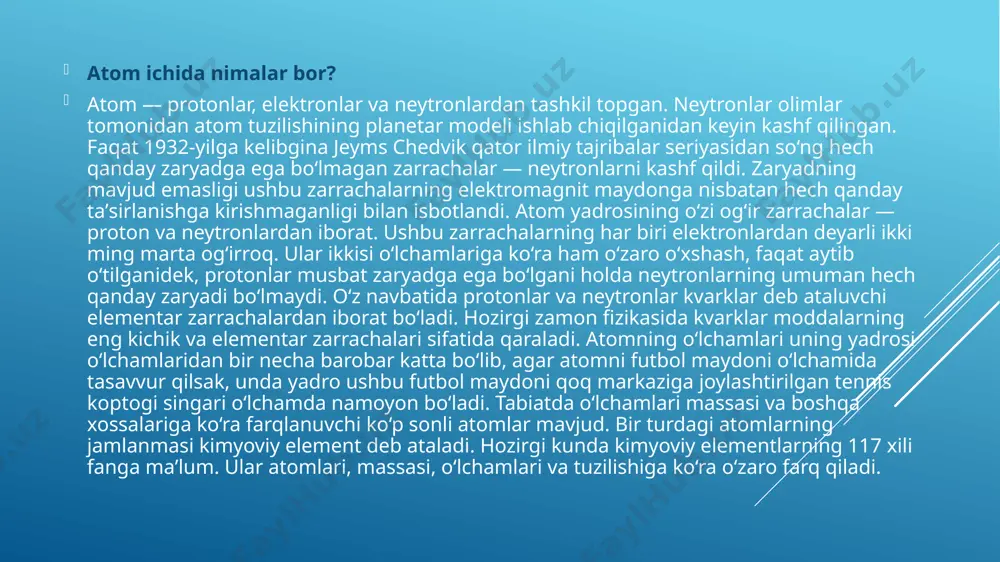 atom nimalardan tashkil topgan - Page 4
