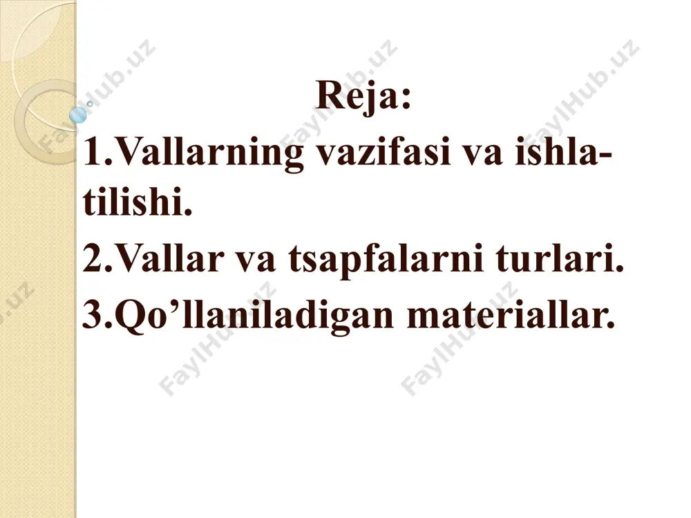 sxemasidan va buralishdagi kuchlanish buyicha statik mustaxkamlik shartidan kelib chiqqan xolda eng kichik kesimdagi val diametri, konstruktiv va texnologik muloxazalardan kelib chiqib esa val pog’onalari diametri aniqlanadi. tekshiruv (aniqlashtirilgan) xisob, bunda val konsruktsiyasi va uning uzunligi buyicha yuklanishlar taqsimoti taqqoslab turib val xavfli kesimlaridagi toliqishga mustaxkamlikning extiyet koffitsiyenti xisoblanadi. loyixaviy (takribiy) xisob kamaytirilgan ruxsat etilgan burovchi kuchlanish [ ] lar buyicha buralishga xisoblab, valdagi aylantiruvchi moment uzatuvchi yoki qabul qiluvchi eng kichik kesimi diametrining takribiy kiymati aniklanadi. vallarning tekshiruv (aniqlashtirilgan) xisob. valga o’rnatilgan (tishli va chervyakli gildiraklar, shkiv mufta va shunga uxshash) detallar ta’sirida xosil bo’ladigan radial va o’q buylab zo’riqishlar va tayanch reaktsiyalari, shuningdek kuchlar quyilgan teksiliklar orasidagi masofani ko’rsatuvchi o’q bo’ylab o’lchamlar valning aniqlashtirilgan xisobini bajarishda birlamchi ma’lumotlar xisoblanadi. valga o’rnatilgan detallarga ta’sir kiluvchi kuchlar val o’qiga ko’chiriladi, xisobiy sxemaning esa 2ta proyektsiyasi (vertikal va gorizontal tekisliklaridagi) keltiriladi. yz va xz teksiliklardagi val kesimlarida eguvchi momentlar epyurasi quriladi. …