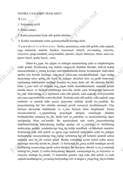 xotira va kasbiy maslahat — DOCX