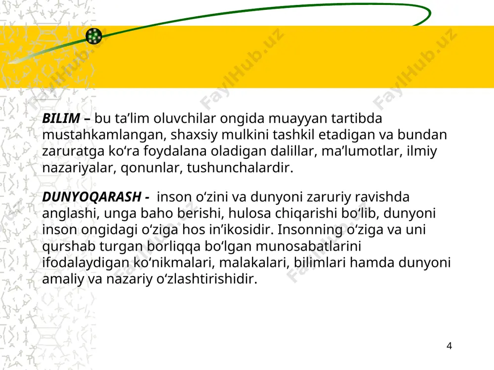 archa fanlar bo‘yicha bilimlar sistemasini bilib olishni va shu asosda yoshlarda ilmiy dunyoqarashni tarkib toptirish;. aqliy tarbiya barcha fanlardan umumiy ma’lumot berish orqali amalga oshiriladi. bu jarayonda o‘quvchilarga maktab dasturlari asosida bilim berilib, ularda xotira, diqqat, fikrlash, tasavvur qilish kabi xislatlar taraqqiy ettiriladi, tafakkur va nutq qobiliyati o‘stiriladi. ilmiy dunyoqarashni shakllantirish, ya’ni bolalarga olam ilmiy manzarasi, tabiat va jamiyat taraqqiyotining asosiy qonunlarini tushuntirish ham aqliy tarbiyaning muhim vazifasidan biridir. aqliy tarbiya ta’lim, o‘yin, mehnat jarayonida, hayotiy vaziyatlarni hal etish, kattalar va tengdoshlar bilan bo‘lgan muloqotda, ommaviy axborot vositalari orqali olinadigan axborotlarni qabul qilish va o‘zlashtirishda yana ham takomiliga yetib boradi. * mafkura (arab. – fikrlar majmui) – muayyan ijtimoiy guruh, qatlam, millat, jamiyat, davlatning manfaatlari, orzulari, maqsadlari ifodalangan qarashlar va ularni amalga oshirish tizimi. unda manfaatlari ifodalanayotgan guruh va qatlamlarning oʻtmishi, bugungi kuni va istiqboli oʻz ifodasini topadi. mafkuraning diniy, dunyoviy, milliy, siyosiy va boshqa koʻrinishlari bor. aksariyat rivojlangan mamlakatlar …
