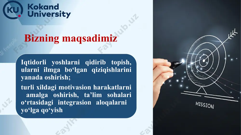 hni ta’minlash, ilmiy-pedagogik kadrlar tayyorlash, shuningdek kafedralarning ilmiy-tadqiqot ishlarini muvofiqlashtirish ishlari bilan shug‘ullanadi. fakultet mutaxassislar tayyorlashda fan-ta’lim-ishlab chiqarish integrasiyani ta’minlash uchun o‘quv faoliyatini ishlab chiqarishdan ajralgan va ajralmagan holda amalga oshiradi. kadrlar iste’molchilari talablari va soha xususiyatlarini inobatga olgan holda o‘quv jarayoni samaradorligini oshirib boradi fakultetlardagi ta’lim yo‘nalishlari: kunduzgi ta’lim shakli: maktabgacha ta’lim– xalqaro andozalarga asoslangan yangi ta'lim tizimi g‘oyalari asosida faoliyat yurituvchi mutaxassislar tayyorlanadi. boshlang‘ich ta’lim – umumiy o‘rta ta’lim berish uchun zarur bo‘lgan savodxonlik, bilim ba ko‘nikma asoslari shakllantiriladi. psixologiya - axborot yig‘ish va ulardan o‘z faoliyatida foydalana olish, insonning boshqa insonga, jamiyat va atrof-muhitga munosabatini belgilovchi huquqiy mezonlarni kasb faoliyatida hisobga ola bilish malaka va ko‘nikmasiga ega bo‘ladi. sirtqi ta’lim shakli: maktabgacha ta’lim – o‘qish uch yil bo‘lib, bolalar psixologiyasi, maktabgacha tarbiya va ta’lim usullari bo‘yicha samarali faoliyat ko‘rsatuvchi pedagog-tarbiyachilar tayyorlanadi. boshlang‘ich ta’lim – umumiy o‘rta ta’lim tizimida samarali pedagogik faoliyat olib boruvchi mutaxassislar tayyorlanadi. psixologiya – …