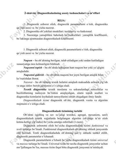 diagnostikalashning asosiy tushunchalari va ta’riflari — DOCX