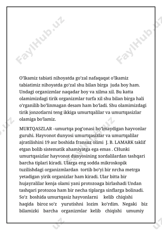 ham tanasi shakli o’zgarmas lekin harakatlanish paytida shakli o’zgarib , hatto u duymaloqlanishi ham mumkun . uning sezgi organi ham mavjud. u tanasining uchki qismida joylashgan stigma yani kozcga uning asosiy vazifasi ni bajaradi u infuzoriyalardan uchraydigan aramorfozga o’xshash yuksalish deb qarasak ham bo’ladi. ularning ko’payishi ham bir muncha sodda . ko’payishi oddiy ikkiga bolinish yani vegetativ yo’l biilan boradi . bularga yana parazit holdagi vakillari mavjud. parazit kinoplastidalar orasida odam va umurtqali hayvonlar qonida parazit yashovchi tripanasoma urug’i vakillari ayniqsa katta ahamiyatga ega. tripanasomaning tasmaga o’xshash yassi tanasi ingichka va cho’ziq bo’lib 20 70 -mkm keladi. ularning parazit holda hayot kechirishga moslanishlari mavjud . yana bir vakili leyshmaniya . leyshmaniya tripanosomalarga birmuncha o’xshash undan faqat odamning ichki organlariga parazitlik qilishi bilan farq qiladi . bu parazitlar parazit holda yashashga turli moslanishlari mavjud umurtqasizlarning yana bir vakili volvokslar tipi hisoblanadi. bular yumaloq shaklda ko’llarda hovuzlarda uchraydi bazan sholipoyalarda uchraydi. bu …