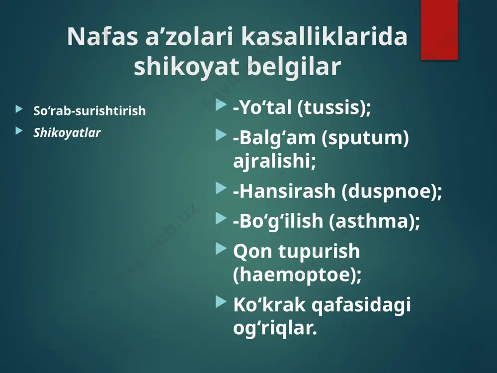 nafas a’zolari kasalliklarida bemor parvarishi - Page 5