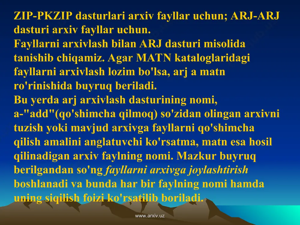 arxivlash dasturlari arxivlangan fayllar bilan ishlash - Page 5