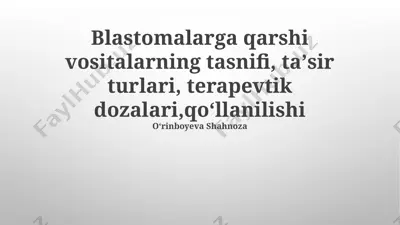 blastomalarga qarshi vositalar — PPTX