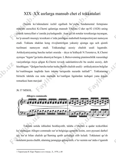 xix–xx asrlarga mansub chet el tokkatalari — DOCX