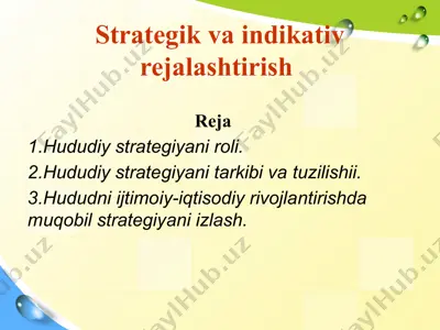 strategik va indikativ rejalashtirish — PPTX