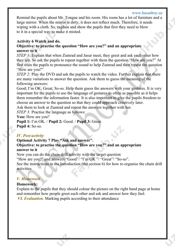 english lesson plan: how are you? - Page 5