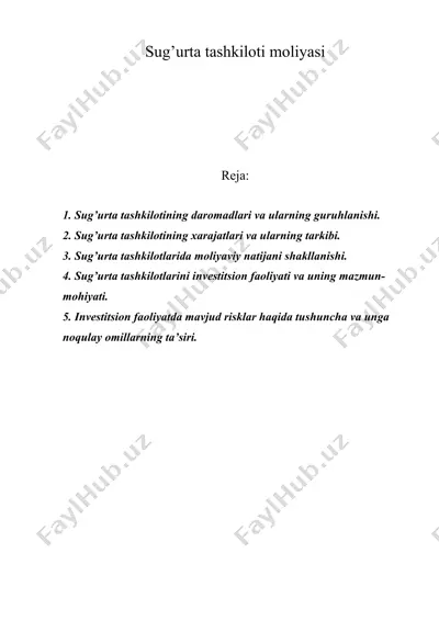 sug’urta tashkiloti moliyasi — DOC
