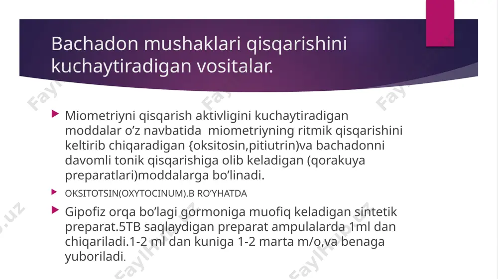 miometriy tonusiga ta'sir qiladigan vositalar - Page 3