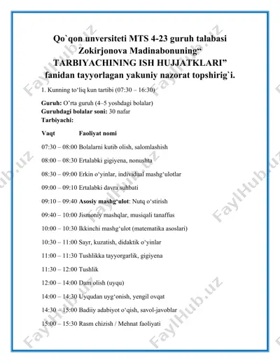tarbiyachining ish hujjatklari — DOCX