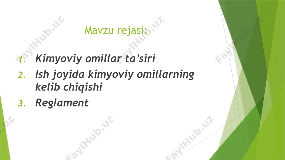 hit. texnik reglamentlar talablarni belgilaydi: elektr, kimyoviy, issiqlik, sanoat, yong'in, mexanik xavfsizlik. texnik reglamentlar mahsulotlar uchun zarur veterinariya va fitosanitariya choralarini belgilaydi. mahsulotlarning ayrim turlariga bo'lgan talablar umumiy va maxsus talablarning yig'indisi bilan belgilanadi texnik reglamentlar. texnik reglament turlari: umumiy texnik. maxsus texnik. umumiy texnik: qo’llanilishi shart va mahsulotning har qanday turiga, ishlab chiqarish jarayoniga, saqlashga, tashishga va hokazolarga amal qilinishi majburiy bo’lgan masalalar bo’yicha qabul qilinadi. xavfsiz ishlash, mashinalarni, uskunalarni, binolarni, inshootlarni yo’q qilish va ularga tutash bo’lgan hududlardan xavfsiz foydalanish. maxsus texnik: texnologik va boshqa xususiyatlar hisobga olinadi individual turlari mahsulotlar, ishlab chiqarish, saqlash, tashish va hokazo jarayonlar umumiy texnik reglament talablariga javob bermaydigan mahsulotlar turlariga faqat talablarni belgilaydi, ular zararning xavfi darajasi darajasidan yuqori bo’lgan mahsulotlarning alohida turlariga nisbatan talablarni belgilaydi. zarar xavfi. texnik reglamentlarni ishlab chiqish va qabul qilish tartibi: istisno holatlarda, hayot yoki sog'likka bevosita tahdid soladigan holatlar yuzaga kelganda; texnik reglamentlar qabul qilinishi mumkin …