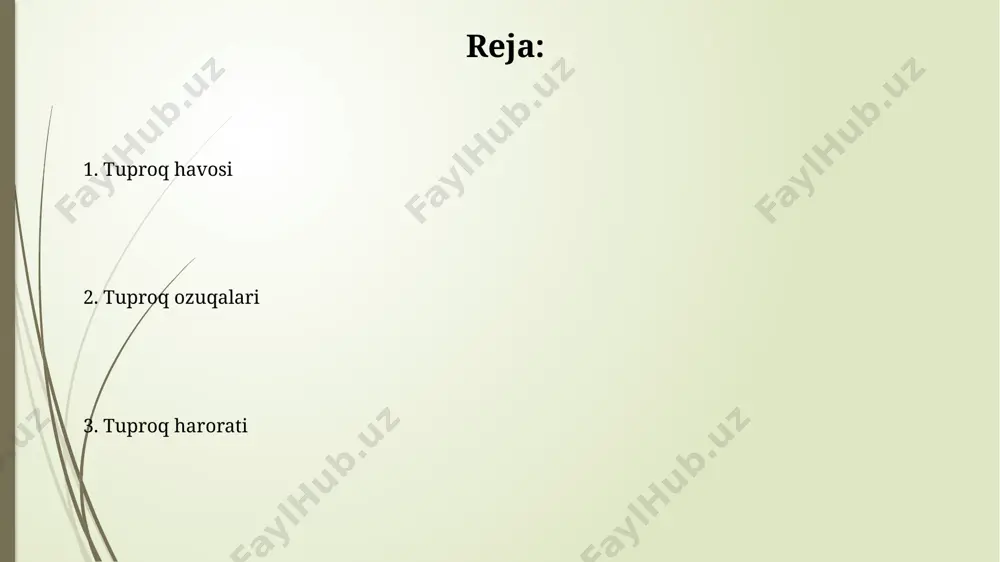 zuqa moddalari tuproqda organik moddalar bilan bog'langan holda yoki mineral shaklda mavjud bo'lib, ularning o'simliklar tomonidan o'zlashtirilish darajasi ph darajasiga bog'liq. tuproqning issiqlik sig'imi tuproqning issiqlik sig'imi, uning namligi va organik moddalar miqdoriga bog'liq bo'lib, nam tuproq quruq tuproqqa nisbatan 4 barobar yuqori issiqlik sig'imiga ega. tuproqning issiqlik sig'imi turli xil tuproq teksturalarida farq qiladi; masalan, gil tuproqlar qumli tuproqlarga nisbatan yuqoriroq issiqlik sig'imiga ega, bu taxminan 20-30% farqni tashkil qilishi mumkin. tuproq haroratining xususiyatlari tuproq harorati o'simliklarning ildiz tizimining rivojlanishiga ta'sir qiladi, optimal harorat oralig'i 15-25°c bo'lib, bu oralig'dan tashqarida o'sish sekinlashadi yoki to'xtaydi. tuproqning yuqori qatlami quyosh nurlarining ta'siri ostida pastki qatlamlarga qaraganda tezroq qiziydi, bu esa 10 sm chuqurlikda 5-10°c farqni keltirib chiqarishi mumkin. tuproq unumdorligining ko'rsatkichlari tuproqning suv o'tkazuvchanligi ham muhim ko'rsatkich hisoblanadi; 10 sm chuqurlikdagi suvning so'rilish tezligi unumdorlikni belgilaydi, yaxshi unumdor tuproqlar uchun bu ko'rsatkich 5-10 sm/soat oralig'ida. tuproq reaksiyasi (ph) unumdorlikka ta'sir qiladi; …