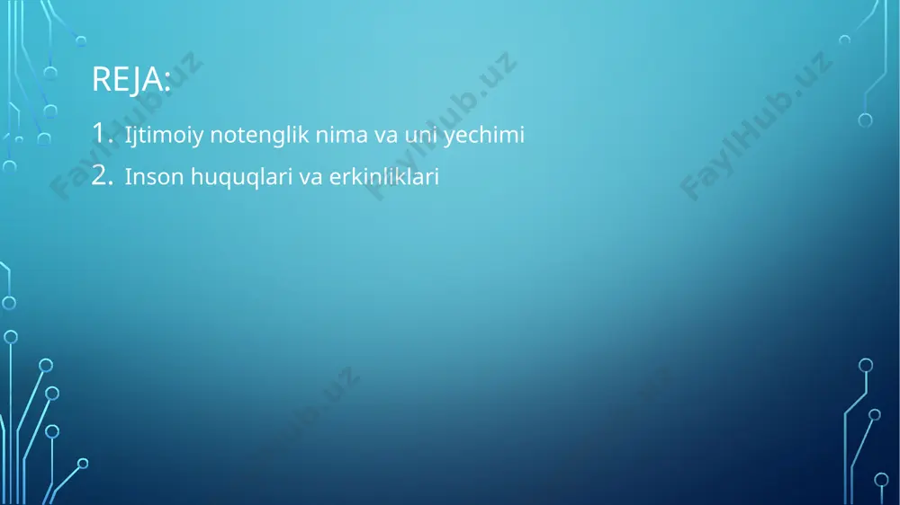rugvay ham 0,288 koʻrsatkichi bilan qayd etilgan. oʻrta osiyo davlatlari oʻrtasida qozogʻiston 44-chi, qirgʻiziston 82-chi, tojikiston 70-chi oʻrinlarni egallashgan, turkmanistonda esa bu roʻyxatda hech qanday maʼlumot koʻrsatilmagan. oʻzbekistonda 2019-yil 2-sentabrda 562-sonli oʻzbekiston respublikasi „xotin-qizlar va erkaklar uchun teng huquq hamda imkoniyatlar kafolatlari toʻgʻrisida“gi qonuni qabul qilingan.oʻzbekistonda gender tenglik boʻyicha komissiya 2019-yildan boshlab ish yuritib keladi. oliy majlis senati raisi tanzila narbaeva oʻzbekiston respublikasi gender tenglikni taʼminlash masalalari boʻyicha komissiyasining raisi hisoblanadi. gender tengligi va jinsiy tenglik, aniqrogʻi: erkaklar va ayollar oʻrtasidagi tenglik — bu oilada va jamiyatda erkaklar va ayollar oʻrtasida teng huquqlarga erishishni nazarda tutadigan tushuncha va boshqa qonuniy munosabatlar. baʼzi tadqiqotchilarning fikriga koʻra , gender tengligi — bu patriarxal tizimdan keyingi ijtimoiy-jinsiy munosabatlarning keyingi bosqichi. gender tengligi tamoyili insonning shaxs sifatida paydo boʻlishiga toʻsqinlik qiladigan barcha ijtimoiy toʻsiqlarni oʻrganish va yoʻq qilish, shuningdek, hayotning barcha sohalarida erkaklar va ayollar shaxsiyatini anglash uchun teng ijtimoiy imkoniyatlarni yaratishdan iborat. eʼtiboringiz …