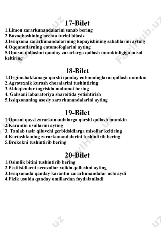 issiqxonada zararkunandalarni tanishish bilet - Page 5