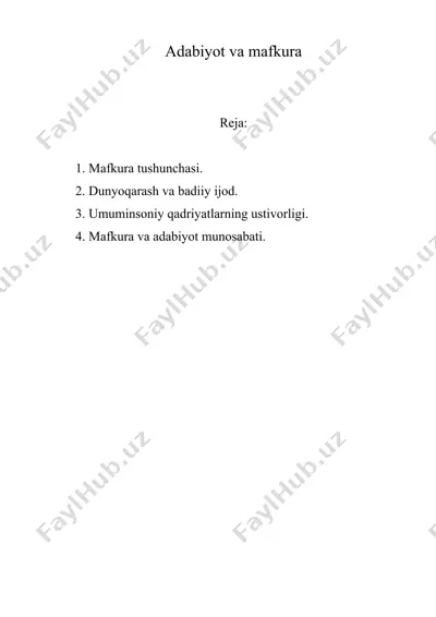 adabiyot va mafkura — DOC