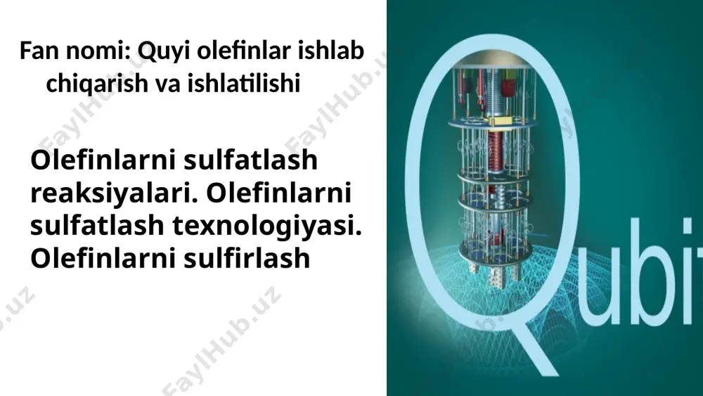 yuqori sifatli mahsulotlar ishlab chiqarish mumkin, bu esa iqtisodiy foyda keltiradi. olefinlarni sulfatlash jarayonida o'qitish va malaka oshirish imkoniyatlari ko'rib chiqiladi o'qitish usullari o'qitish jarayonida praktik mashg'ulotlar va nazariy seminarlar keng qo'llaniladi. bu usullar ko'nikma va bilimni mustahkamlashga yordam beradi. olefinlarni sulfatlash jarayonida o'qitish va malaka oshirish imkoniyatlari ko'rib chiqiladi malaka oshirish dasturlari korxonalar uchun malaka oshirish dasturlari ishlab chiqilgan. ushbu dasturlar xodimlarning professional rivojlanishini ta'minlaydi. olefinlarni sulfatlash jarayonida o'qitish va malaka oshirish imkoniyatlari ko'rib chiqiladi 5 olefinlarni sulfatlashda ishlatiladigan reagentlar ro'yxati keltiriladi sulfur trioxid olefinlarni sulfatlash jarayonida ishlatiladigan asosiy reagentlardan biri sulfur trioxid hisoblanadi. bu reagent sulfat guruhi qo'shish uchun zarur bo'lgan kuchli oksidlovchi modda sifatida xizmat qiladi. olefinlarni sulfatlashda ishlatiladigan reagentlar ro'yxati keltiriladi olefin olefinlar organik birikmalar bo'lib, ularning sulfatlanishi ko'plab sanoat jarayonlarida keng qo'llaniladi. ular odatda molekulyar bog'lanish orqali sulfat guruhini o'z ichiga oladigan mahsulotlarga aylanadi. olefinlarni sulfatlashda ishlatiladigan reagentlar ro'yxati keltiriladi sulfat kislotasi sulfat kislotasi ham …