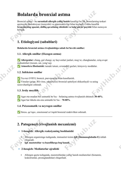 bolalarda bronxial astma — DOCX
