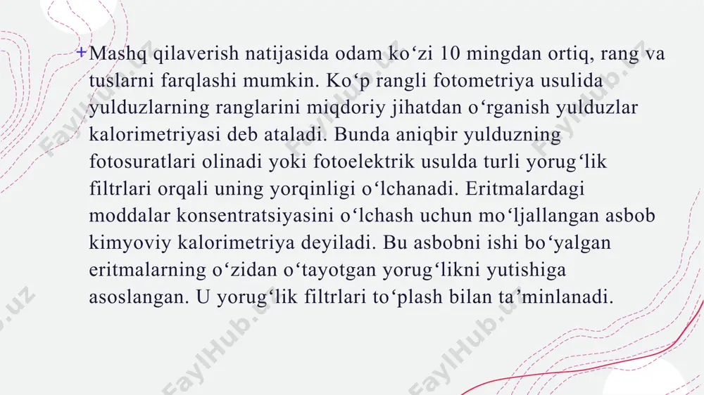 harorat o’zgarishi yonish issiqligini hisoblash uchun ishlatiladi. calvet tipidagi kalorimetr: ushbu kalorimetr turi termojuftlarning uzuklaridan ketma-ket yasalgan uch o’lchovli fluxmetr sensoriga tayanadi. ushbu kalorimetr o’lchovning aniqligini yo’qotmasdan, namunaning kattaroq hajmini va reaktsion idishni hajmini oshirishga imkon beradi. calvet tipidagi kalorimetrga c80 kalorimetrini misol qilib keltirish mumkin. doimiy bosimli kalorimetr: ushbu asbob doimiy atmosfera bosimi sharoitida eritmadagi reaktsiyaning entalpiya o’zgarishini o’lchaydi. ushbu turdagi qurilmalarning keng tarqalgan namunasi kofe-stakan kalorimetridir image1.jpeg image2.png
