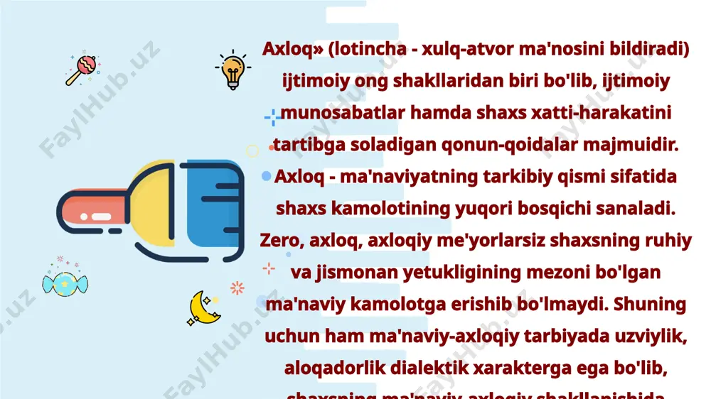 imkonini beradi. o'zbekistonning mustaqillikka erishishi natijasida milliy ong mafkuraviy qolipdan qutuldi. bu hol pedagogikaning sog'lom aql, milliy ruhiyat va an'analarga mone tarzda yo'lga qo'yilishiga imkon yaratdi. bugungi o'zbek pedagogikasi millat ruhiyatidagi nozik jihatlarni hisobga olgan va dunyo tarbiyashunosligidagi eng so'nggi yutuqlarga tayangan holda taraqqiy etmoqda. zamonaviy o'zbek pedagogikasida barkamol insonni shakllantirish rasmiy ravishda bosh maqsad qilib belgilangan. bu pedagogika ta'lim-tarbiya jarayonida ta'lim oluvchi va tarbiyalanuvchilarning faol ishtirok etishlarini ko'zda tutadi. ma'naviy-axloqiy tarbiyani tashkil etishda o'quvchilar xatti-harakatlarida ko'zga tashlanadigan salbiy odatlar - jamoa joylarida qattiq gapirish, ko'pol so'zlarni ishlatish, hissiyotga berilish, o'ylamay gapirish, ishonli bo'lmagan hamda, dalillar bilan tasdiqlanmagan voqyea-hodisalar haqida fikr yuritish, boshqalarning suhbatini bo'lish, qo'lini silkitib gapirish kabilarning bartaraf etib borilishiga alohida e'tibor qaratish zarur. o'zbek pedagogikasi juda qadimiy tarixga ega bo'lib, uning dastlabki ildizlari avesto,, urxun-yenisey bitiklariga, selung'ur madaniyatiga borib taqaladi. avestodagi ezgu fikr, ezgu so'z va ezgu amal haqidagi, kishilarga ko'ngil ma'rifati berish borasidagi qarashlar yozma milliy …