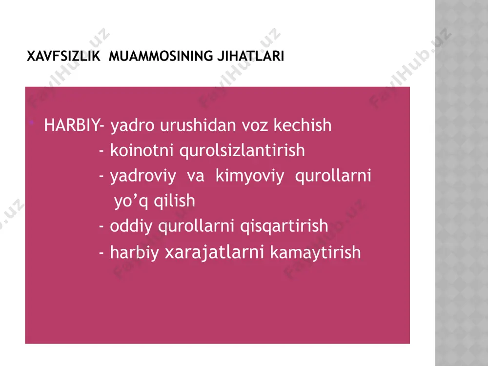 i bmt kotibiyati bmt ning 17 ta ixtisoslashgan muassasalari 1) mot-xalqaro mehnat tashkiloti 2) voz –jahon sog’liqni saqlash tashkiloti 3) yunesko-ta’lim,fan va madaniyat masalalari bo’yicha 4) bimt- butun jahon intellektual mulk tashkiloti 5) yunido-sanoat taraqqiyoti bo’yicha 6) xttb-xalqaro tiklanish va taraqqiyot banki 7) xvj-xalqaro valyuta jamg’armasi 8) xta- xalqaro taraqqiyot assotsiyasi 9) xmk- xalqaro moliya korporatsiyasi 10) ikka- investitsiyalar kafolatlari bo’yicha ko’p tomonlama agentlik 11) fao-oziq-ovqat va qishloq xo’jaligi bo’yicha bmt ning ixtisoslashgan tashkilotlari 12) ifad- qishloq xo’jaligi bo’yicha 13) ikao-xalqaro fuqaro aviatsiyasi tashkiloti 14) imo-xalqaro dengiz tashkiloti 15) jpi- jahon pochta ittifoqi 16) mes- xalqaro elektr aloqasi ittifoqi 17) jms-jahon meterologiya tashkiloti 17 image1.jpeg