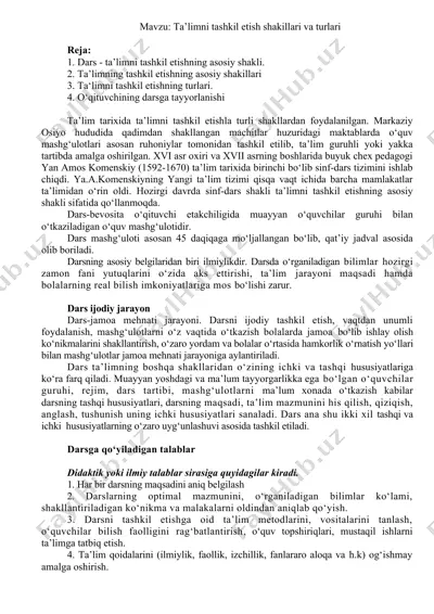 ta’limni tashkil etish shakillari va turlari — DOCX