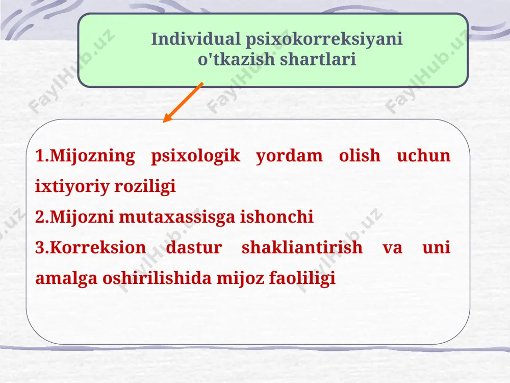 harakatlari, qarorlari yoki passivligi natijasida imkoniyatlarni boy berganini tushunishi mumkin. bu holat aybdorlik hissini keltirib chiqaradi. aybdorlikni his etish onkologik xususiyatga ega, ya’ni bu o‘rinda ekzestensial aybdorlik to‘g‘risida gapirish o‘rinli bo‘lar edi. bu ma’noda ayb inson hayotida ijobiy kuch sifatida namoyon bo‘ladi. ekzestensial aybdorlikni his etar ekansiz, bu nevrotik aybdorlikning yomon ta’siridan xalos bo‘lamiz r. may (1983) ekzestensial aybdorlikning uch manbasini ajratib ko‘rsatgan: 1. o‘z imkoniyatlarini yetarli darajada amalga oshira olmaslik oqibatida aybdorlik. 2. o ‘z yaqinlari bilan aloqaning cheklanganligi oqibatida yuzaga keladigan aybdorlik. 3. absolyut bilan aloqaning yo'qotilgani oqibatida yuzaga keladigan aybdorlik. psixologik jihatdan maslahat berishda “aybdorlik mijozning o‘z qilmishiga” nisbatan shaxsiy mas’uliyatni anglashi va axloqini ijobiy tomonga o‘zgarishini, aksi bo‘lganda esa hayotiy muammolarni yechishga yordam beradi. biroq konsultant mijozni aybdorlik hissidan xalos etishda har doim ham shoshish kerak emas. ayrim hollarda odamga tabiatan xos bodgan aybdorlik hissini his etishga yordam berish kerak. odam haqiqatdan ham aybdor bodganda, aybni …