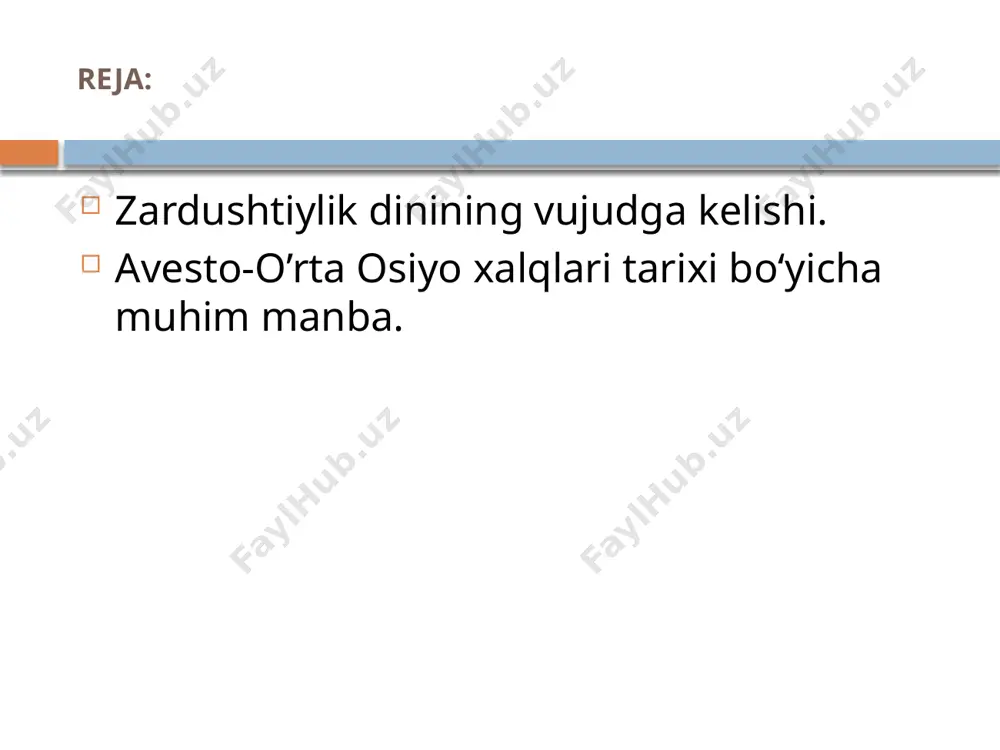 imiy eron hududlarida keng tarqalganligi bo’lsa, ikkinchidan, zardushtiylikning muqaddas kitobi sanalmish avestoga keyin yozilgan sharhlarning qadimiy eron-pahlaviy tilida bo’lganligidir. e’tibordan chiqarmaslik kerakki, zardushtiylik uch buyuk eron imperiyasi – ahamoniylar, arshakiylar va sosoniylar davrlarida, ya’ni mil. av. xi asrdan to mil. xii asrigacha ketma-ket aynan yaqin va o’rta sharqda davlat dini maqomida bo’lgan. ikkinchisi, «sharq nazariyasi» bo’lib, unga ko’ra, zardusht vatani va zardushtiylikning ilk tarqalgan joyi xorazm hisoblanadi. ko’pchilik manbashunoslar ikkinchi nazariya tarafdorlaridirlar. xorazm zardushtiylikning muqaddas olovi ozarxurra birinchi bor yoqilgan va eng buyuk xudo – axura-mazdaning zardusht bilan bog’langan joyi hisoblanadi. zardushtiylik dinining vujudga kelishi. zardushtiylikning asosiy manbasi avestoda: «birinchi bor muqaddas olov – «ozarxurra» «airyanem-vaeja» (ba’zi manbalarda – «eran-vej»)da yoqildi», deyiladi. «airyanem-vaeja»ning geografik va iqlimiy tavsifi xorazmnikiga to’g’ri keladi. avestoda axura-mazda tomonidan yaratilgan «barakot va najot» sohibi bo’lgan bir qator mamlakatlar zikr etiladi va ularning eng birinchisi, «dunyoda hech narsa chiroyiga teng kela olmas airyanem-vaeja», keyin esa «odamlar va …