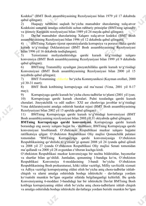 ta yoki bilvosita) manfaatdorlik shaxsning mansab yoki xizmat majburiyatlarini lozim darajada bajarishiga ta’sir ko‘rsatayotgan yoxud ta’sir ko‘rsatishi mumkin bo‘lgan hamda shaxsiy manfaatdorlik bilan fuqarolarning, tashkilotlarning, jamiyatning yoki davlatning huquqlari va qonuniy manfaatlari o‘rtasida qarama-qarshilik yuzaga kelayotgan yoki yuzaga kelishi mumkin bo‘lgan vaziyat anglanadi. etimologik jihatdan olganda “korrupsiya” atamasi “buzish, pora evaziga og‘dirish” degan ma’noni anglatadigan lotincha “corruptio” so‘zidan kelib chiqdi. yuridik ensiklopediya mualliflarining ta’kidlashicha, “korrupsiya - mansabdor shaxslar tomonidan ularga berilgan huquqlar va hokimiyat imkoniyatlaridan shaxsiy boylik orttirish uchun foydalanishda ifodalanuvchi siyosat yoki davlat boshqaruvi sohasidagi jinoiy faoliyat”dir. “yuridik atamalar qomusiy lug‘ati”da korrupsiya tushunchasiga “davlat funksiyalarini bajarish vakolatiga ega bo‘lgan (yoki ularga tenglashtirilgan) shaxslarning noqonuniy tarzda moddiy va boshqa boyliklar, imtiyozlarni olishda o‘z maqomi va u bilan bog`liq imkoniyatlardan foydalanishi, shuningdek, bu boylik va imtiyozlarni jismoniy yoki yuridik shaxslar qonunga xilof ravishda eg`allashiga imkon berishi”, deb ta’rif berilgan. ba’zi adabiyotlarda e’tirof etilishicha, korrupsiya atamasi “siyosat yoki davlat boshqaruvi sohasidagi jinoiy …