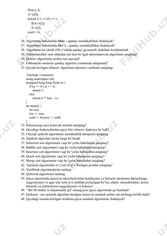 ma bor. savatdan bittadan anor, nok, olmani tanlashni necha usulda amalga oshirish mumkin? 98. shkafda 5 ta galustuk, 6 ta ko’ylak, 3 ta shim bor. ko’ylak, galustu va shimni bittadan tanlab necha xil usulda kiyish mumkin? 99. statistik masalalarni yechishda qanday tenglamaga keltirib olinadi image5.png image6.png image7.png image8.png image9.png image10.png image11.png image12.png image13.png image14.png image15.png image16.png image17.png image18.png image1.png image2.png image3.png image4.png