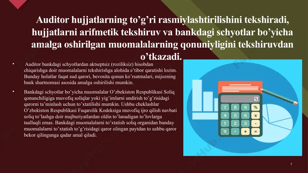bankdagi schyotlarga doir muomalalar auditi - Page 5