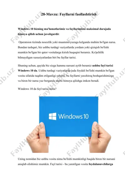 windows 10 fayl tarixi — DOCX