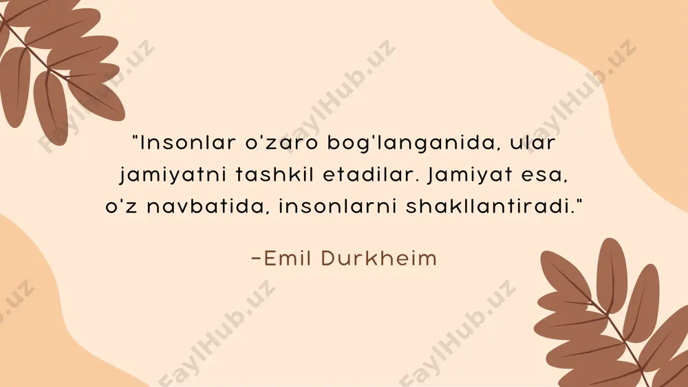 arga duchor qilgan. zamonaviy muammolar bugungi kunda o'zbekistonda inson muammolari iqtisodiy, ijtimoiy va ekologik omillar bilan bog'liq. bular jamiyatni rivojlantirishda yangi qiyinchiliklarni keltirib chiqaradi. falsafaviy yondashuv inson muammolarini tahlil qilishda falsafiy yondashuvlar muhim ahamiyatga ega. ular inson hayotining ma'nosi va qadriyatlarini anglashga yordam beradi. inson muammolariga yechimlar madaniy yondashuvlar o'zbek jamiyatidagi madaniy yondashuvlar, an'analar va urf-odatlar orqali inson muammolarini hal qilishga yordam beradi, shuningdek, milliy birlikni mustahkamlaydi. ijtimoiy mas'uliyat ijtimoiy mas'uliyatni oshirish, fuqarolarni o'zaro yordam va qo'llab-quvvatlashga undaydi, bu esa inson muammolarini hal qilish uchun muhimdir. ta'lim va tarbiya ta'lim jarayonlari, yosh avlodni madaniy va etik qadriyatlar bilan tanishtirish orqali inson muammolariga yechim topishga yordam beradi, jamiyatni rivojlantiradi. o'zbek jamiyatida inson huquqlari va etik muammolar inson huquqlari asoslari o'zbekistonda inson huquqlari, bmtning umumjahon inson huquqlari deklaratsiyasi asosida belgilangan, har bir shaxsning erkinligini ta'minlashga qaratilgan. etik muammolar o'zbek jamiyatida etik muammolar, shaxsiy va jamiyat manfaatlari o'rtasidagi ziddiyatdan kelib chiqadi, bu esa …