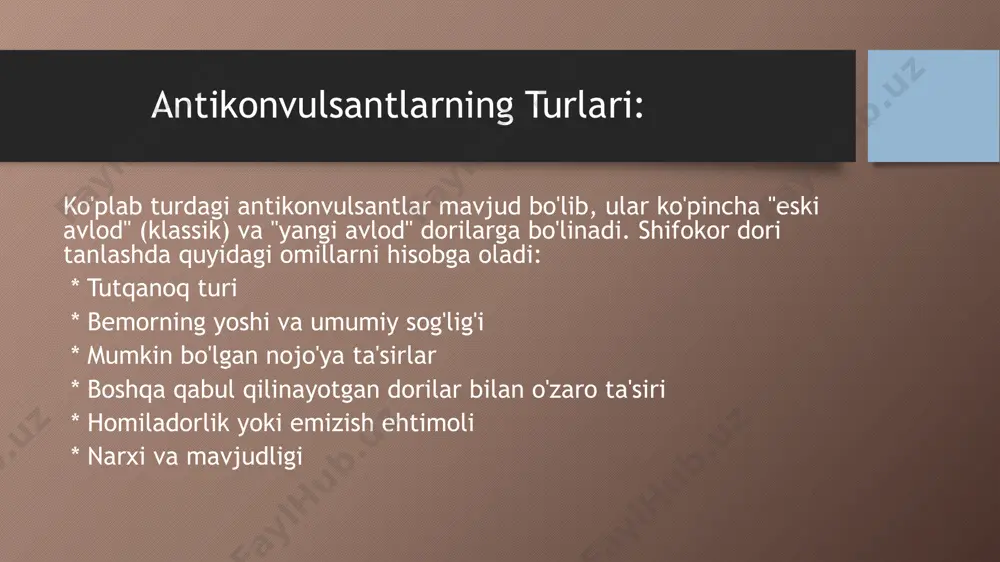 izimi: yurak urishining tezlashishi, qon bosimining oshishi, aritmiyalar, kam hollarda insult yoki miokard infarkti (ayniqsa xavf guruhidagi bemorlarda). * markaziy asab tizimi: bosh aylanishi, tremor (qaltirash), tiklar (asabiy uchishlar), yuqori dozalarda yoki moyilligi bor shaxslarda bezovtalik, agressiya, psixoz (gallyutsinatsiyalar, alahsirash), tutqanoq xurujlari. * bolalarda: o'sishning sekinlashishi (vazn va bo'y o'sishini muntazam nazorat qilish talab etiladi). 5. tolerantlik, qaramlik va bekor qilish sindromi: tolerantlik: vaqt o'tishi bilan preparatning ba'zi ta'sirlariga (masalan, eyforiya, ishtahani pasaytirish) organizm moslashib qolishi mumkin, bu esa avvalgi samara uchun dozani oshirish zaruratini tug'dirishi mumkin. terapevtik ta'sirga (masalan, degs dagi diqqatni yaxshilash) tolerantlik sekinroq rivojlanadi. * qaramlik: ayniqsa, qisqa ta'sirli va eyforiya chaqiruvchi turlariga (amfetamin, kokain) ruhiy qaramlik tez rivojlanishi mumkin. bemorda preparatni qabul qilishga kuchli intilish paydo bo'ladi. jismoniy qaramlik ham rivojlanishi mumkin. * bekor qilish sindromi: preparatni keskin to'xtatganda yuzaga keladi va kuchli charchoq, uyquchanlik (giperomniya), depressiya, ishtahaning oshishi, bezovtalik kabi alomatlar bilan namoyon bo'ladi. e’tiboringiz …