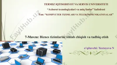 biznes tizimlarini ishlab chiqish va tadbiq etish — PPTX