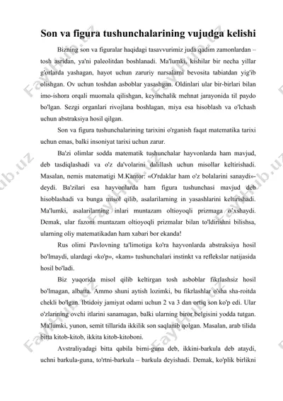 son va figura tushunchalarining vujudga kelishi — DOC