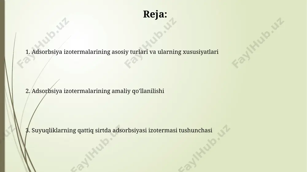 lar beradi, chunki u adsorbsiya issiqligidagi o'zgarishlarni hisobga oladi va monolaer chegaralanishiga bog'liq emas. e'tiboringiz uchun rahmat @taqdimot_robot image1.jpg image2.jpg image3.jpg image4.jpg image5.jpg image6.jpg image7.jpg image8.jpg image9.jpg image10.jpg image11.jpg image12.jpg