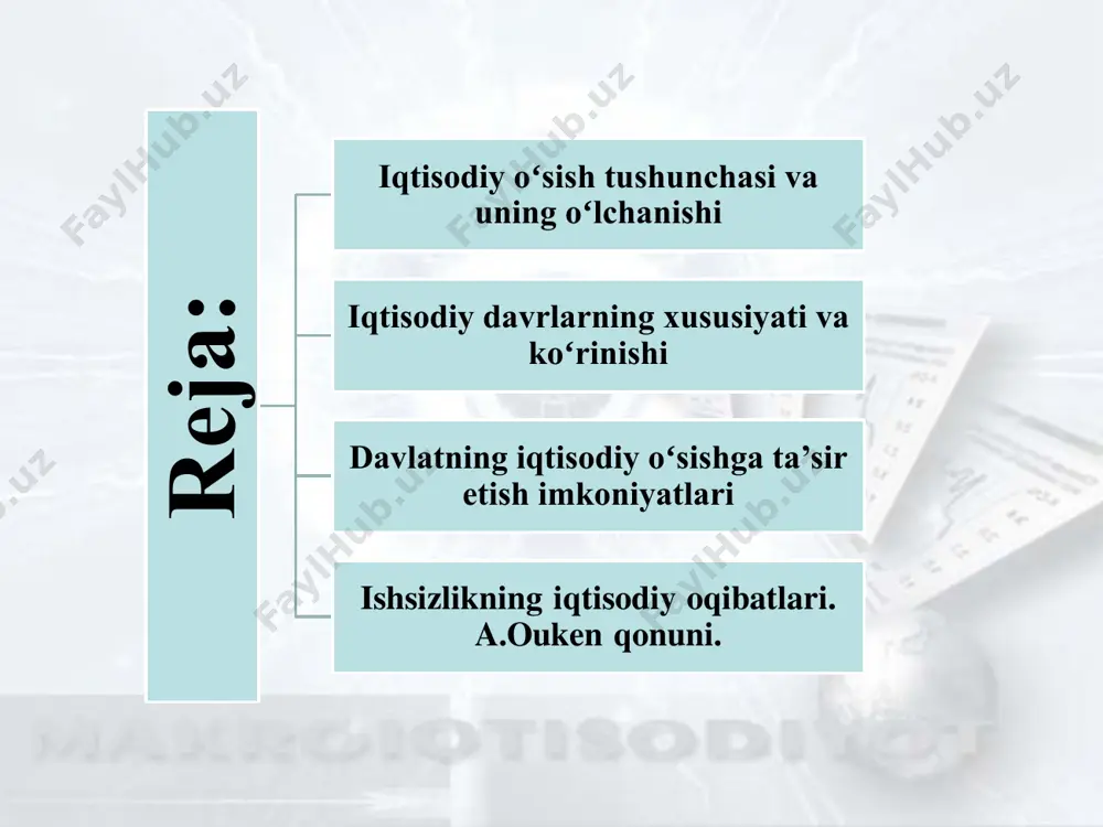 as0 ad as1 q p ad1 ad0 as ad2 q iktisodiy faollikning uzgarishi taklifning o‘sishiga olib keladigan uning strukturaviy o‘zgarishi as egri chizig‘ini as0 dan as1 gacha suradi. bu esa narxlarning pasayishiga va ishlab chiqarish hajmining o‘sishiga olib keladi. taklifning kamayishiga olib keladigan uning strukturaviy o‘zgarishi as egri chizig‘ini as0 dan as2 gacha suradi. bu narxlarning oshishiga va ishlab chiqarishning kamayishiga olib keladi. talabning strukturaviy o‘zgarishi uning o‘sishiga olib keladi va ad egri chizig‘ini ad0 dan ad1 gacha suradi. bu esa narxlar va ishlab chiqarish xajmining o‘sishiga olib keladi. talabning kamayishiga olib keladigan uning strukturaviy o‘zgarishi ad egri chizig‘ini ad0 dan ad2 gacha suradi. bu narxlar va ishlab chiqarishning kamayishaga olib keladi. 7 iqtisodiy faollik o‘zgarishining sabablari va oqibatlari tashqi iqtisodietdan tashqari bo‘lgan xodisalar bilan bog‘liq. masalan, iqlimning o‘zgarishi, urushlar, davlat aralashuvi, yoqilg‘i resurslarga jaxon narxlarning o‘zgarishi, aholining dinamikasi, fantexnika kashfietlari. ichki akselerator va multiplikator samarasi hamda investitsiyalar va iste’mol …