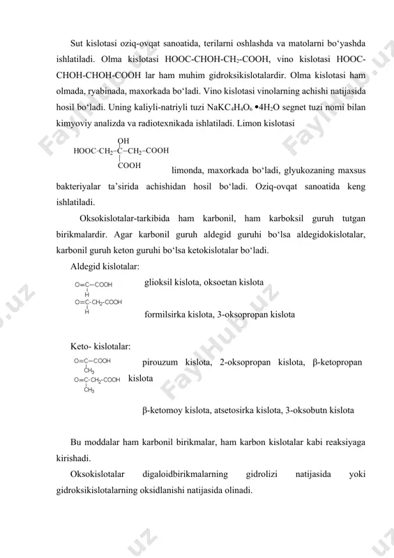adi: shuning uchun uning eritmalari g‘ecl3 eritmasi bilan kompleks hosil qilib rang beradi. atsetosirka efiri asosida -ch2- guruhi hisobiga alkillash, atsillash hamda dekarboksillash reaksiyalari o‘tkazib juda ko‘plab sintezlarni amalga oshirish mumkin atsetosirka efiri ishqorlar ta’sirida kislota va keton parchalanishga uchraydi. adabiyot: 1.o.ya neyland organicheskaya ximiya. m.: «viysshaya shkola». 1990. s.634-639. 2.a.n. nesmeyanov, n.a. nesmeyanov nachala organicheskoy ximii. kniga 1. m.: 1969. s.409-433. 3.q.n. axmedov, x.y. yo‘ldoshev organik kimyo usullari. i-qism. t.: «universitet». 1998. 149-176 b. image5.png image6.png image7.wmf image8.png image9.png image10.wmf image11.png image12.wmf image1.png image2.png image3.png image4.wmf