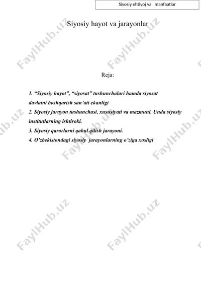 siyosiy hаyot vа jаrаyonlаr — DOC