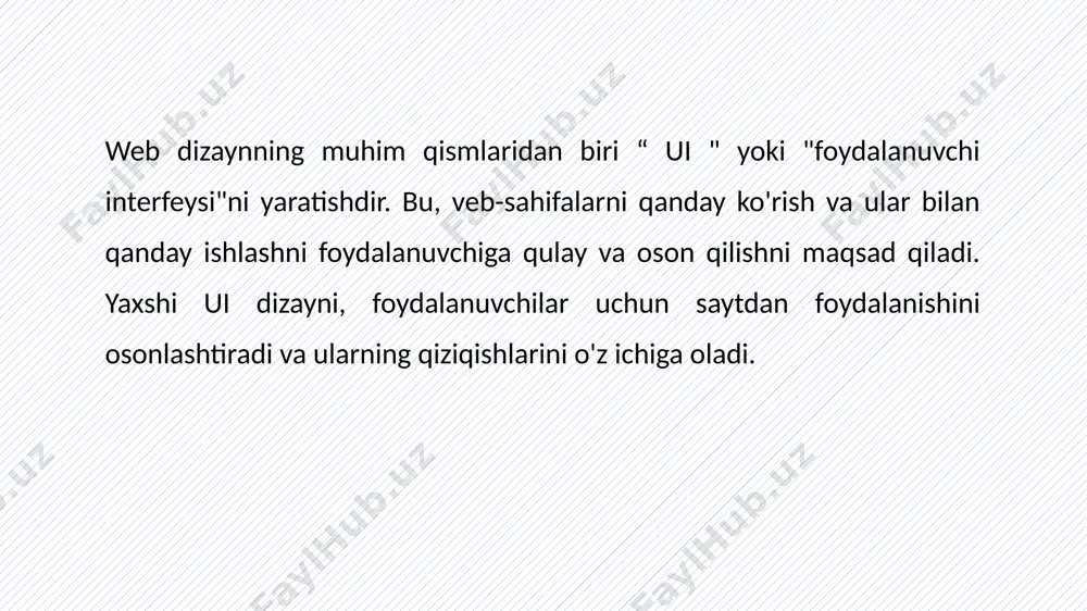 lashga qarab kamaytirib boradi. sarlavhalar qanday ishlaydi? h1 eng muhim sarlavha, umumiy mazmunni ifodalaydi. h2-h6 ichki sarlavhalar, qismlarni ajratib ko'rsatadi. tartib sarlavhalar ierarxik tarzda joylashtiriladi, h1 eng yuqori. uslub sarlavhalar odatda kattaroq va yog’onqiroq bo'ladi. sarlavhalar qay tarizda va nima uchun ishlatiladi? mazmunni tashkillash sarlavhalar sahifani bo'limlar va qismlar ko'rinishida tashkil qiladi. seo uchun muhim sarlavhalar qidiruv natijalarini yaxshilaydi va sahifani tushunarli qiladi. foydalanuvchi uchun qulay sarlavhalar sahifadan tezroq harakatlanish va axborotni topishni osonlashtiradi. sarlavhalardan to'g'ri foydalanish 1 maqsadli sarlavhalar sahifaning mazmunini ifodalashi kerak. 2 ierarxik sarlavhalar h1 dan h6 gacha tartiblangan bo'lishi zarur. 3 qisqa sarlavhalar qisqa va aniq bo'lishi lozim. etiboringiz uchun raxmat image1.jpg image2.png image3.png image4.png image5.png image6.png /docprops/thumbnail.jpeg