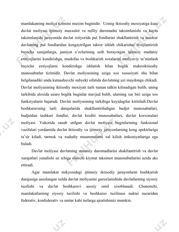 ajasida extiyoj sezuvchi markazlashtirilgan moliyaviy resurslarni jalb kilish bilan boglik imperativ pul munosabatlari tizimi xisoblanadi. maxalliy kredit munosabatlari xozircha respublikamizda shakllantirilgani yuk. buning asosiy sabablaridan biri uzbekiston respublikasi budjet tizimi tugrisidagi konunning 24 moddasiga muvofik maxalliy budjetlar kamomad bilan ijro kilinishi mumkin emas va ularning kamomadlari respublika budjetidan ajratiladigan moliyaviy yordam usullari vositasida koplanadi. umuman, markaziy va maxalliy xokimiyat organlarining jamiyatdagi bir butun ijtimoiy iktisodiy jarayonlarni boshkarishdagi vakolatlariga asoslangan xolda ular budjet usulida moliyaviy resurslar shakllantiriladi. budjet munosabatlari yordamida moliyaviy usulda kayta taksimlash natijasida milliy daromadning sezilarli kismi jamlanadi. yukorida ta’kidlaganimizdek, markaziy va maxalliy xokimiyat organlari faoliyatining moliyaviy bazasi davlat budjeti xisoblanadi. budjet iktisodiy kategoriya xisoblanadi. chunki uning moddiy asosini ijtimoiy ishlab chikarish natijasida olinadigan pul daromadlari xisoblanadi. shuning uchun xam xar kanday mamlakatda budjet munosabatlarini tashkil kilish jarayonida ishlab chikarish manfaatlari xisobga olinishi lozim. budjet vositasida davlat iktisodiyotga faol ta’sir kilish imkoniyatlariga ega buladi. chunki budjet vositasida iktisodiyotning yirik …