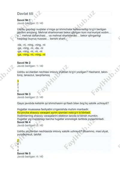 demo testi javoblari — DOCX