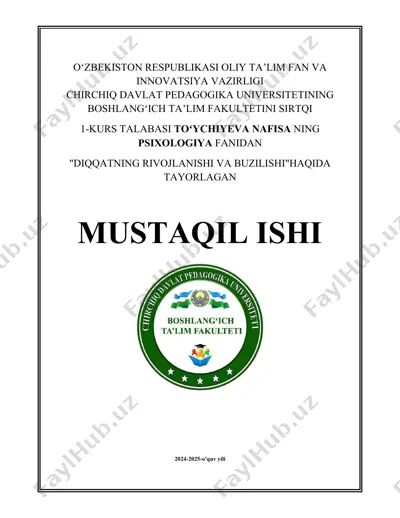 diqqatning rivojlanishi va buzilishi — DOCX