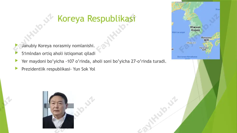 ruxsat berilgan. 2004-yilda taqiqlar olib tashlangan milliy xavfsizlik haqidagi qonunga ko’ra shimoliy koreyaga yon bosishga qamoq jazosi tayinlanadi. (7-yil) kxdr kanallarini kuzatish mumkin. pak san xan “shimoliy koreya ozodligi uchun kurashish tashkiloti” tuhmat ayniqsa hukumatga (7 yilgacha qamoq) zo’ravonlikka targ’ib etuvchi material va filmlar taqiqlanadi. “qora ro’yxat” 10minga yaqin nomlar bo’lgan. 2017 yil petitsiya to’plangan. haguk ilboda bu haqida material chop etiladi. madaniyat vaziri hiubsga olinadi. act on disclosure of information by public agencies- istalgan kishi 15 kun ichida axborotni olishi mumkin (davlat siri va milliy xavfsizlikka tahdid bo’lmasligi kerak). koreya aloqa qo’mitasi, koreya aloqa standartlari qo’mitasi, kiso onlayn qimor reklamasi, sh.koreyani targ’ib qiluvchi saytlar filtr qilinadi. axborot agentligi yonhap news agency 1980-yilda tashkil topgan. 60ta mamlakatda korrespondentlari bor. ap, итар-тасс, kyodo xinhua bilan hamkorlikda ishlaydi. televidenie 1995-yil kabel 2002 sputnik kbc (reklama va abonent to’lovi) mbc (reklama va davlat mablag’lari) sbs ebc (reklama, abonent to’lovi va foundation for broadcast …