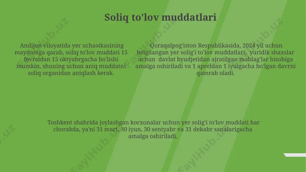 yuridik shaxslardan olinadigan yer solig‘i - Page 5