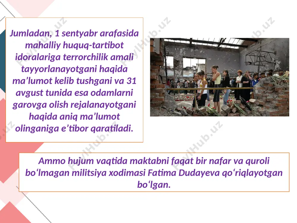 dunyo bo’yicha ro’y bergan yirik terrorchilik hurujlari (beslan, nyu york, ishid) - Page 5